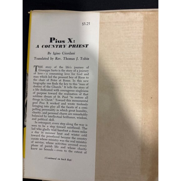 Pius X A Country Priest 1954 2nd Printing Vintage Catholic Biography w/ DJ - Picture 2 of 16